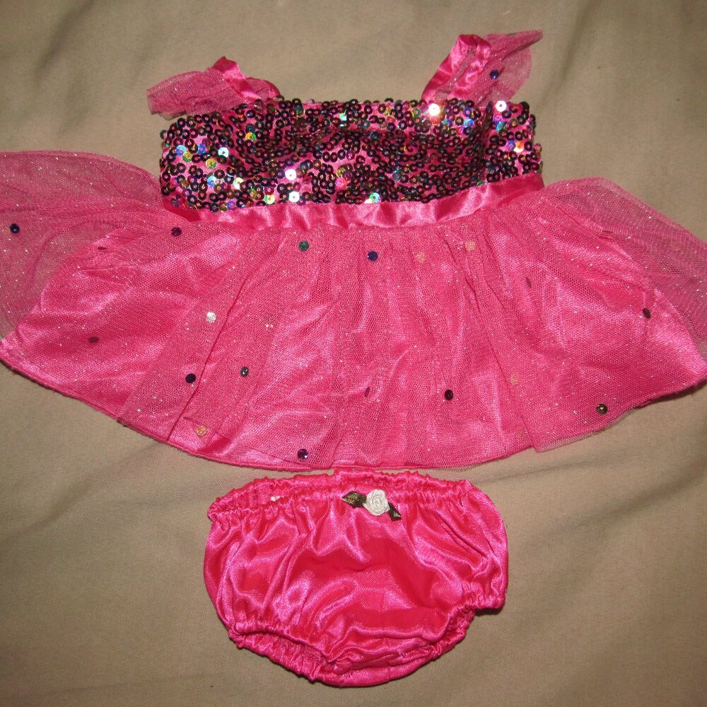 Build A Bear Workshop Outfit Clothing Hot Pink Party Dress Sequins + Panties